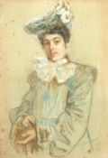 Isis Boucherat, Circa 1904, a pastel study of an elegant lady, signed and dated, 21