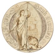 English School 19th Century, A small original watercolour design for the Agra Bank Ltd, 3