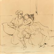 Achille Devaria (1800-1857) French, 'Le Cosaque', an ink drawing of two figures, with Lefevre