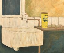20th Century School, a still life study of a butler's sink, oil on canvas, 20