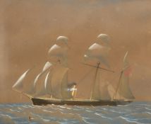English School, Circa 1900, a three masted steam clipper, watercolour, 9