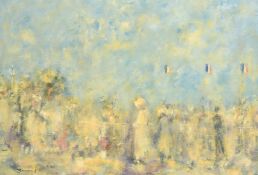 Walter Beauvais (1942-1998), 'Le Caf du Centre Paris Plage', oil on board, signed, 24