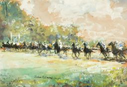 John Victor Emms (1912-1993) British, 'The Start, Epsom Downs', watercolour, signed, 6