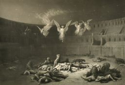 Herbert Bourne after Gustave Dore, 'The Christian Martyrs' an engraving on laid India paper,