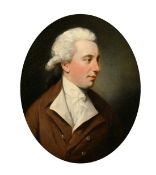 John Downman (1750-1824) British, a head and shoulders portrait of a young gentleman, oil on