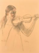 Zsuzsi Roboz (1929-2012) Hungarian, a study of the violinist Viktoria Mullova during rehearsal,