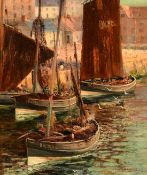 H. L. Robinson (19th/20th Century) British, traditional fishing boats in Berwick on Tweed, oil on