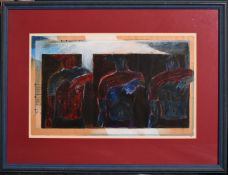 Anwar Saeed (20th/21st Century) Pakistan, A study of three male figures, mixed media, signed and
