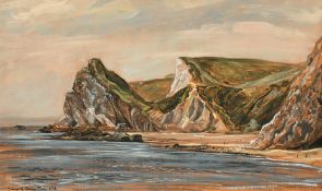 Edward Stamp (b. 1939) British, 'Dorset Coast, Near Lulworth', oil on board, signed and dated