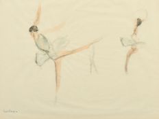 Paul Lucien Maze (1887-1979) French/British, a study of two ballerinas, watercolour, signed, 11.