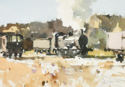 John Yardley (b.1933) British, 'Shunting', study of a steam engine, watercolour, signed in pencil,