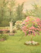 Ernest Arthur Rowe (1862-1922) British, A sundial in a rose garden, watercolour, initialled, 11
