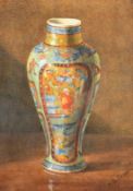 A.B. Pearce, A still life of a Chinese vase, watercolour, indistinctly signed, 10.25