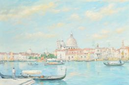 20th Century Continental School, a view of Venice with gondolas, oil on canvas, signed, 24