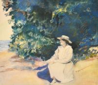 Donald Shaw MacLaughlan (1876-1938) Canadian / American, a scene of seated female by foliage and a