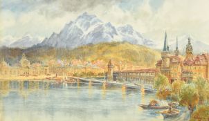 Thomas Greenhalgh, late 19th Century, a Continental river view, watercolour, signed, 16