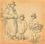 Circle of Barker of Bath, Three rustic figures, pencil, ascribed verso No 3, plate 3, 2.5