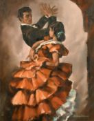 Gudrun Sibbons (b.1925) German, Spanish Dancers, oil on board, signed, 14.75