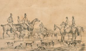 Schenck after Hibbert, 'The Nenagh Garrison Hunt Jan 1848', tinted lithograph, 13.75