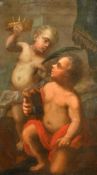 Continental School, Crica 1800, a scene of two cherubs one holding a crown, oil on canvas laid down,