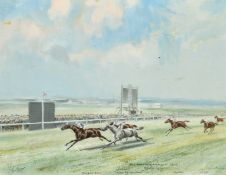John Beer (1883-1915) British, 'The Breeders St Leger Derby 1912', watercolour and gouache, signed