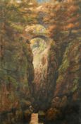Late 19th Century Scottish, 'The Rumbling Bridge, near Dollar, Scotland', oil on board, unframed,