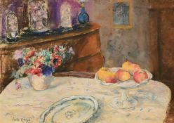 Paul Lucien Maze (1887-1979) French/British, 'The Dining Room, Mill Cottage, Treyford', pastel,