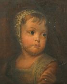 19th Century English School, a head study of a child, oil on canvas, 14
