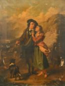 19th Century School, country lovers on a pathway, oil on canvas, 24