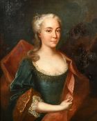 19th Century School, a half length portrait of a lady with flowers in her hair, oil on canvas, 30