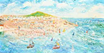 Simeon Stafford (b. 1956) British, a view of St. Ives, oil on board, signed, 24