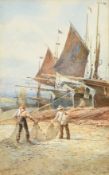 Attributed to Charles Robertson (1844-1891) British, a pair of watercolour scenes of fishermen
