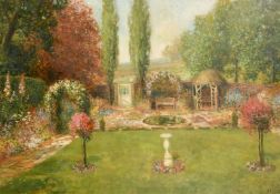 John Falconar Slater (1857-1937) British, a garden in blossom, oil on board, signed, 20
