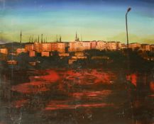 E. Tandirh, American School, An urban view, oil on canvas, signed and dated 2005, 28.5