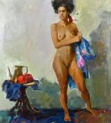 Sergey Kovalenko (b. 1980) Ukraine, 'Pomegranates', a study of female nude standing by a bowl of