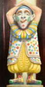 George Wilcox (20/21st Century), a study of a clown ornament, oil on board, signed and dated 2001,