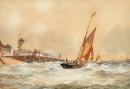 Robert Malcolm-Lloyd (1859-1907) British, sailboats passing a headland, watercolour, signed and