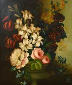 19th Century English School, a still life of mixed flowers, oil on canvas, 30