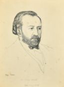 Powys Arthur Evans (1899-1901), a study of Sir Henry Wood, ink, signed, 13.5