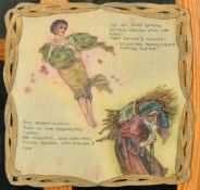 Circa 1900, A set of ten hand painted cartouches depicting scenes from The Rubaiyat of Omar