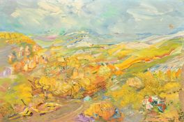 Dora Khayatt (1912-1986) Egypt, a landscape, oil on canvas, signed and dated 1949, 16