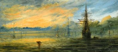 Adolphus Knell (fl.1860-1890) British, The fleet moving along the coast, oil on board, signed, 3