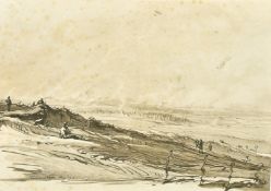Muirhead Bone, a pencil signed print of a World War One scene along with three further World War One
