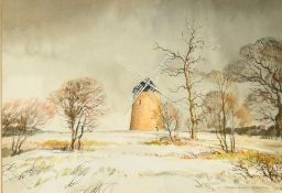 Cavendish Morton (1911-2015) British, 'Bembridge Windmill in Winter', watercolour, signed, 7