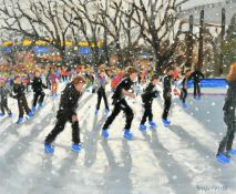Andrew Macara (b. 1944) British, 'Winter Wonderland, Hyde Park 2015', oil on canvas, signed, 16