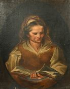 Manner of Giuseppe Nogari, Portrait of a lady reading a book, oil on canvas, 29.75