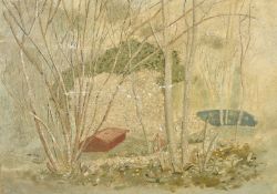 Raymond Myerscough-Walker (1908-1984) British, 'Field Study White Wall', a surreal landscape, oil on