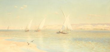 Robert Talbot Kelly (1861-1934) British, traditional boats under sail on the river Nile,