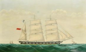 19th/20th Century, a view of a clipper in profile, oil on canvas, indistinctly inscribed, 24