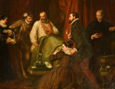Attributed to Ford Maddox Brown (1821-1893) British, 'The Deathbed of James I', oil on canvas, 29.